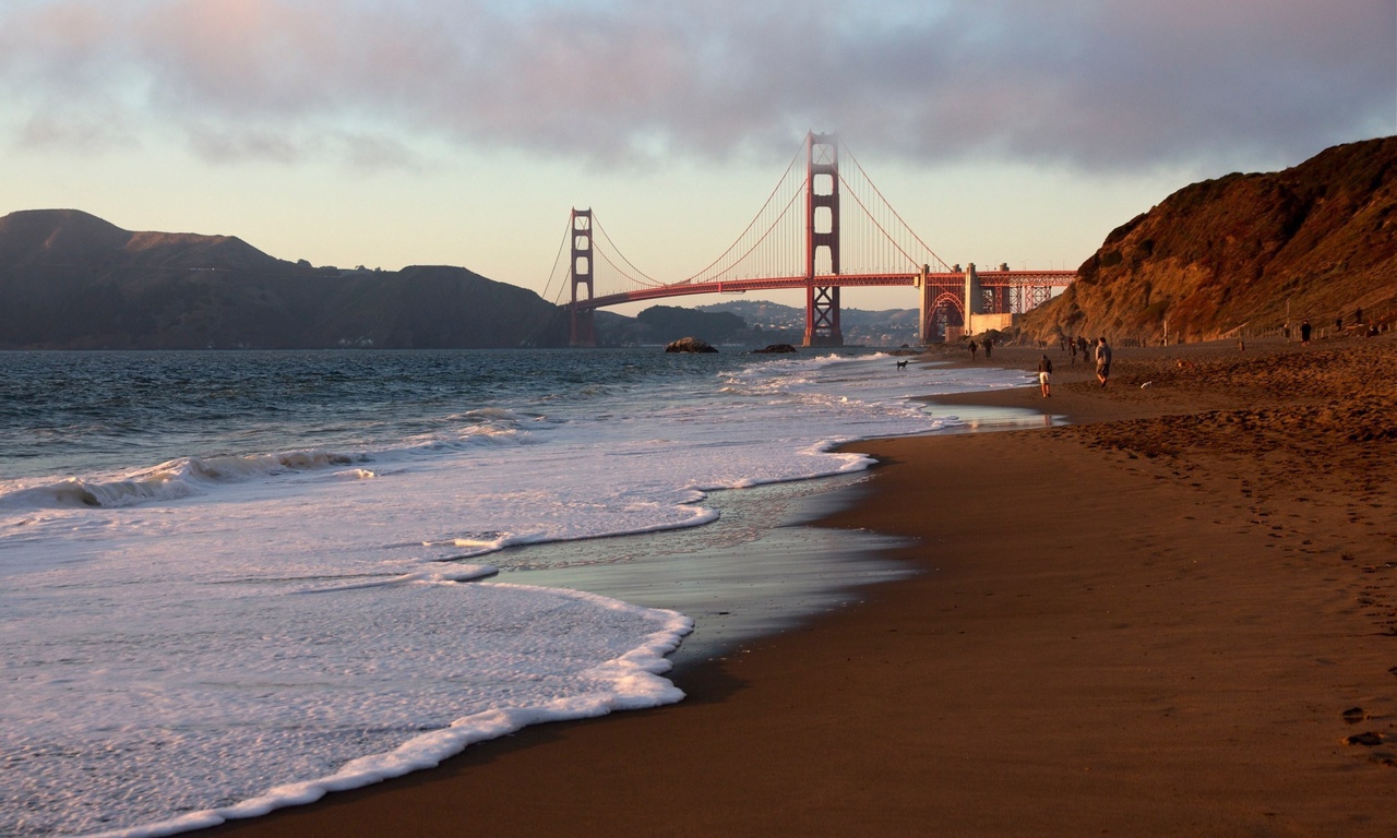 california, Golden gate bridge, -, beach, san francisco, usa