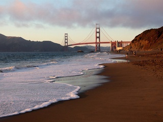 california, Golden gate bridge, -, beach, san francisco, usa