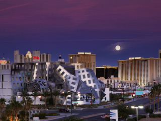 Usa, nevada, moon, night, las vegas, , sky, -, blue, , violet