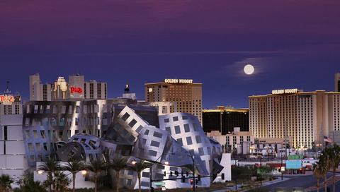 Usa, nevada, moon, night, las vegas, , sky, -, blue, , violet