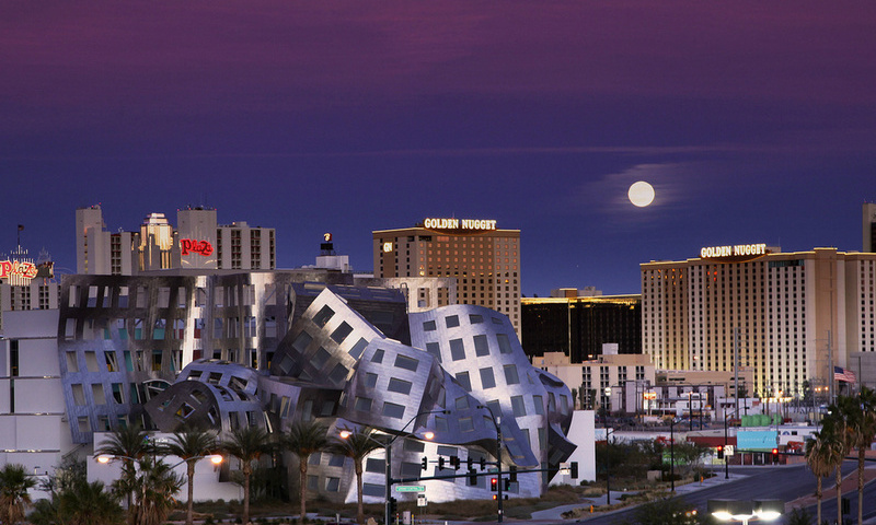 Usa, nevada, moon, night, las vegas, , sky, -, blue, , violet