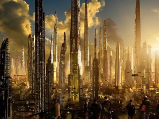 scott richard, Matte future city, sunset, towers, sci-fi, ships, rich35211