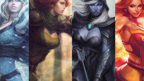 dota 2,  2, crystal maiden, lina, drow ranger, windranger, 