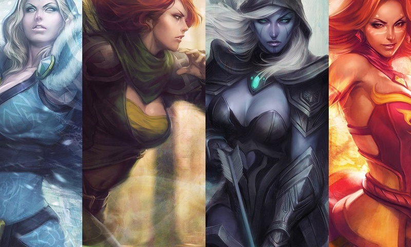 dota 2,  2, crystal maiden, lina, drow ranger, windranger, 