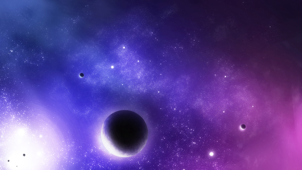 Planets, star, sci fi, blue, violet