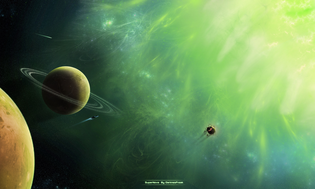 planet, Supernova, sci fi, green