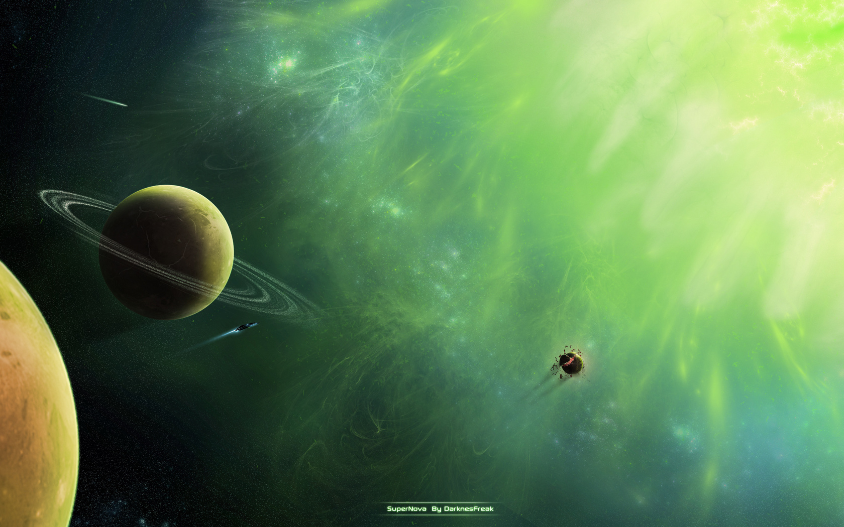 planet, Supernova, sci fi, green