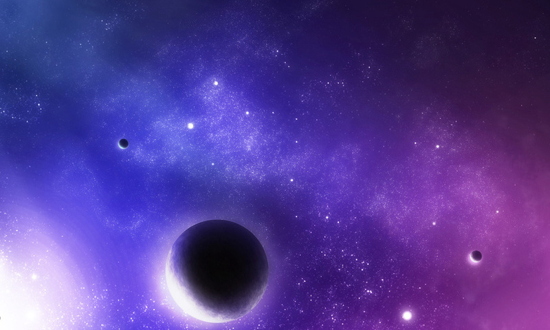 Planets, star, sci fi, blue, violet