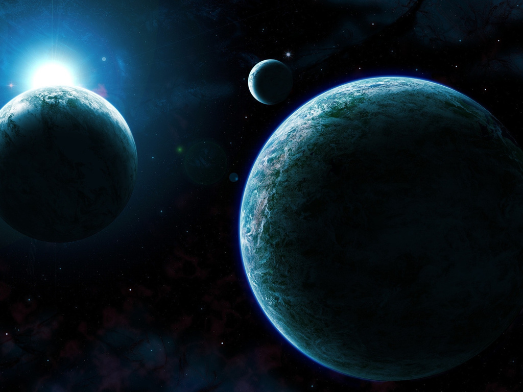 light, blue, space, Planet, sci fi, 3