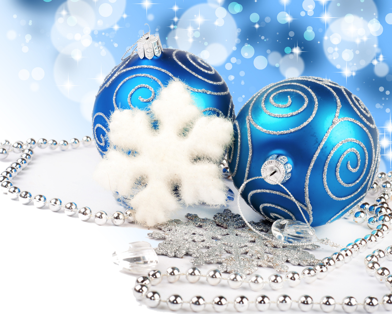 diamonds, blue balls, necklace, new year, Merry christmas, jewelry, lights, bokeh, decoration