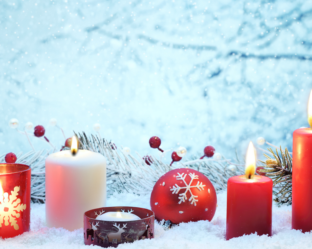 ornaments, , cherry, , decoration, balls, red, Merry christmas, new year, lights, candles, bokeh