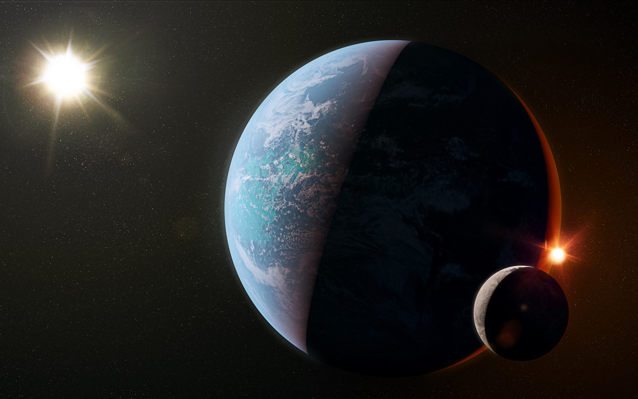 Planet, shadows, sci fi, light