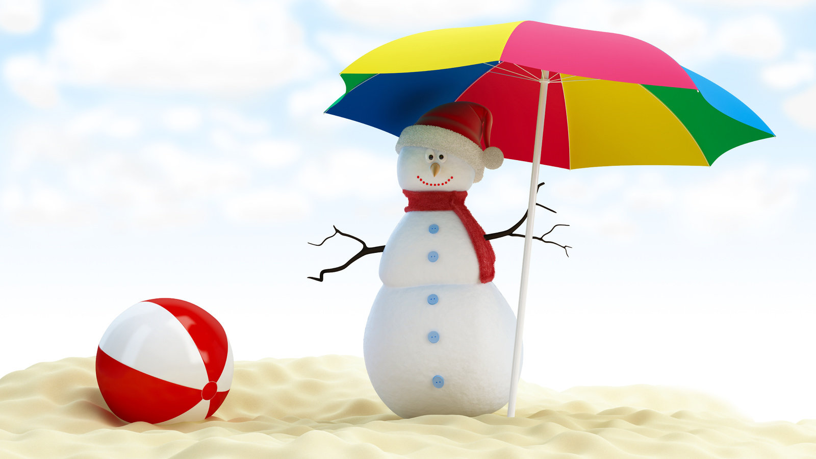  , snowman, new year, umbrella, beach ball, Merry christmas