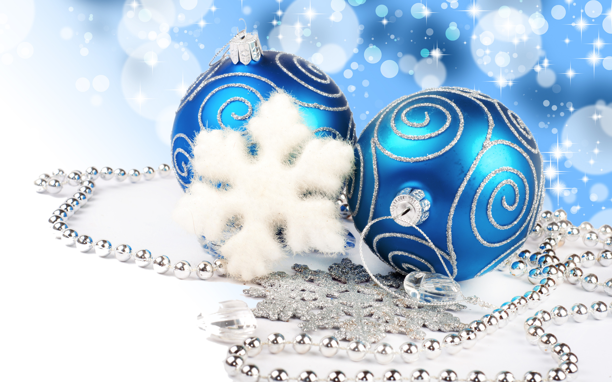 diamonds, blue balls, necklace, new year, Merry christmas, jewelry, lights, bokeh, decoration