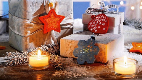  , candles, winter, snow, ribbon, heart, gifts, snowflake, 