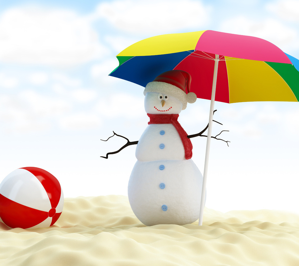  , snowman, new year, umbrella, beach ball, Merry christmas