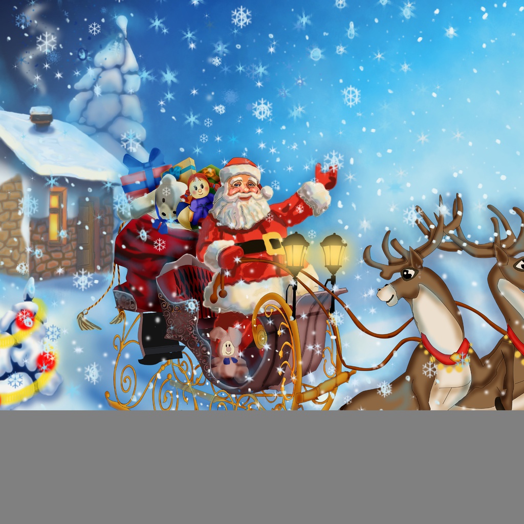 house, reindeer, snow, merry christmas, christmas tree, Santa claus is coming, new year