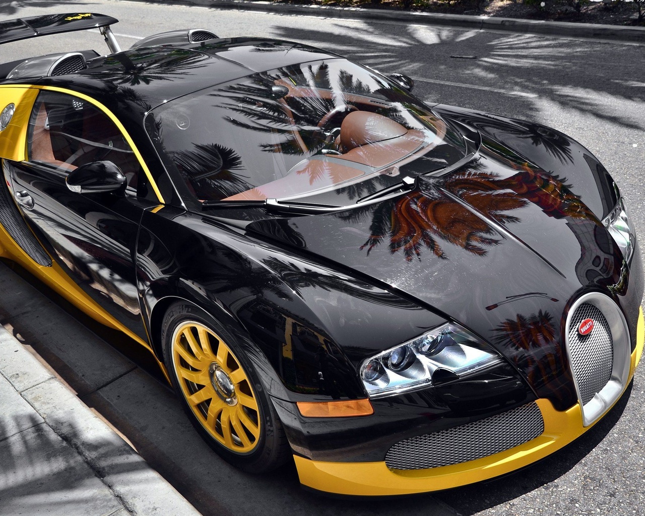 veyron, eb, yellow, street, supercar, Bugatti