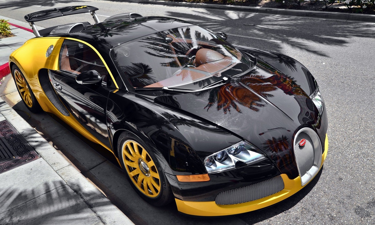 veyron, eb, yellow, street, supercar, Bugatti