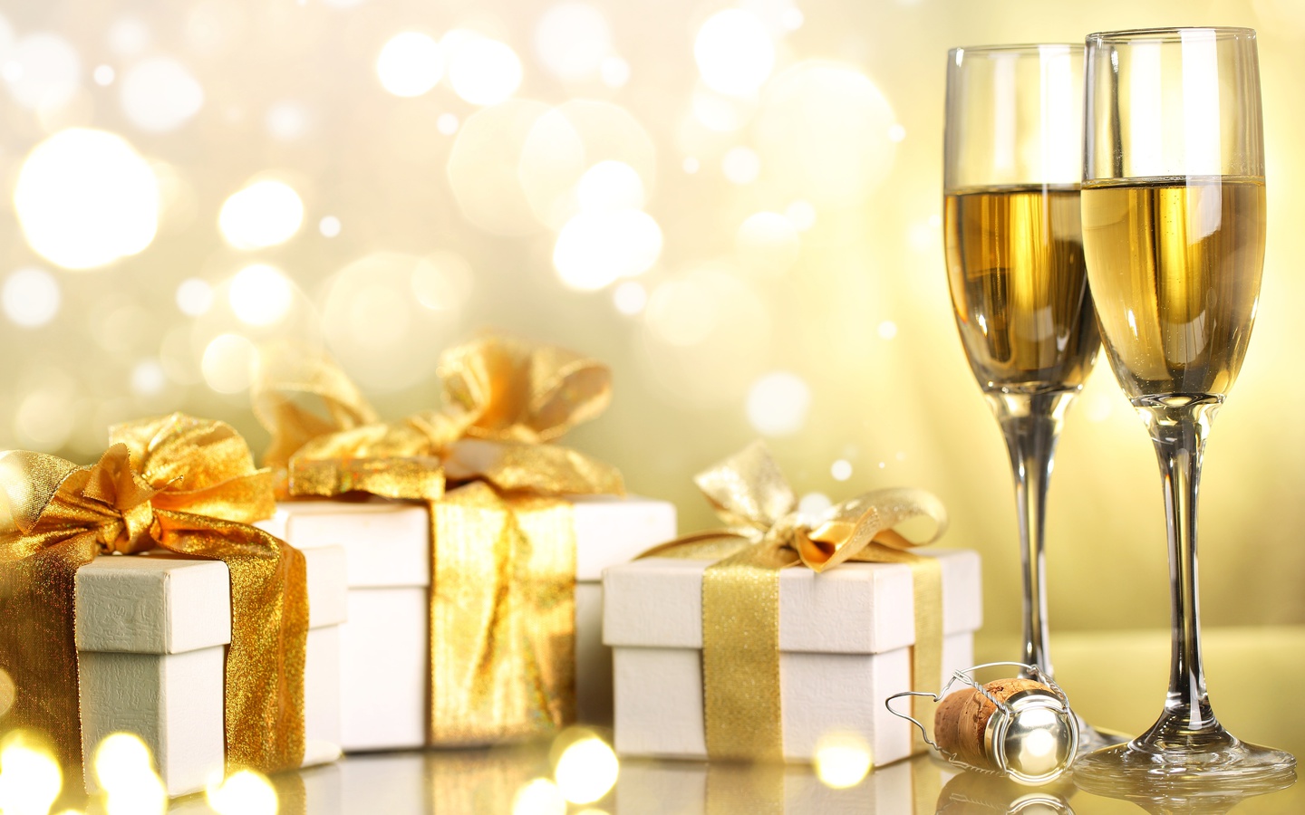 merry christmas, Champagne, happy new year, gifts, ribbon, christmas, holiday, boxes