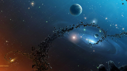 black hole, rocks, asteroids, planets, Sci fi, galaxies