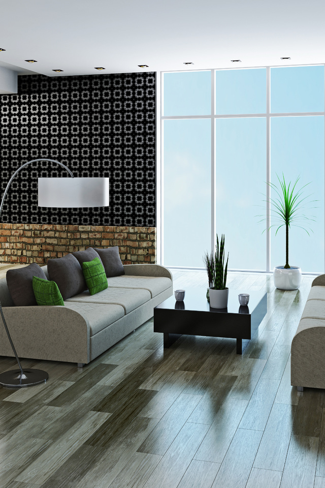 modern, couch, stylish design, table, , Interior, large living room, pillows
