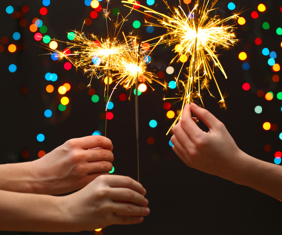 new year, lights, celebrate, kids, Merry christmas, hands, little girls, sparklers, bokeh