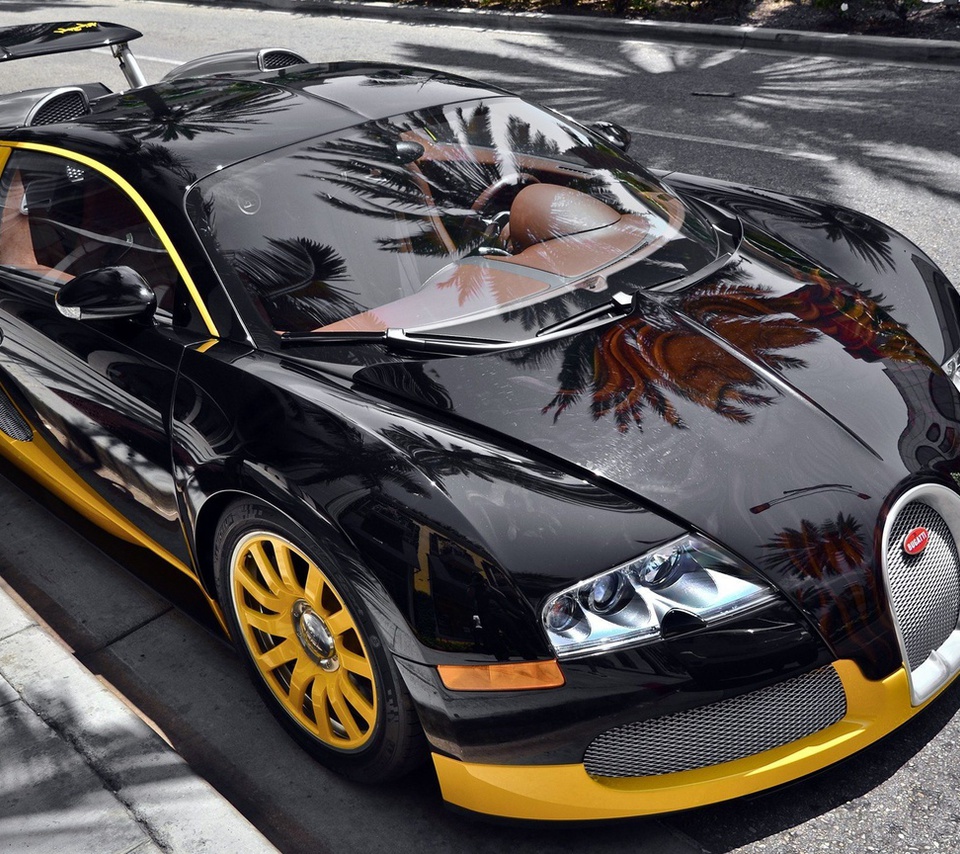 veyron, eb, yellow, street, supercar, Bugatti