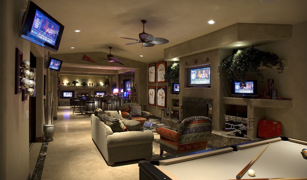 Interior, pool table, room bar, , , , game, billiard