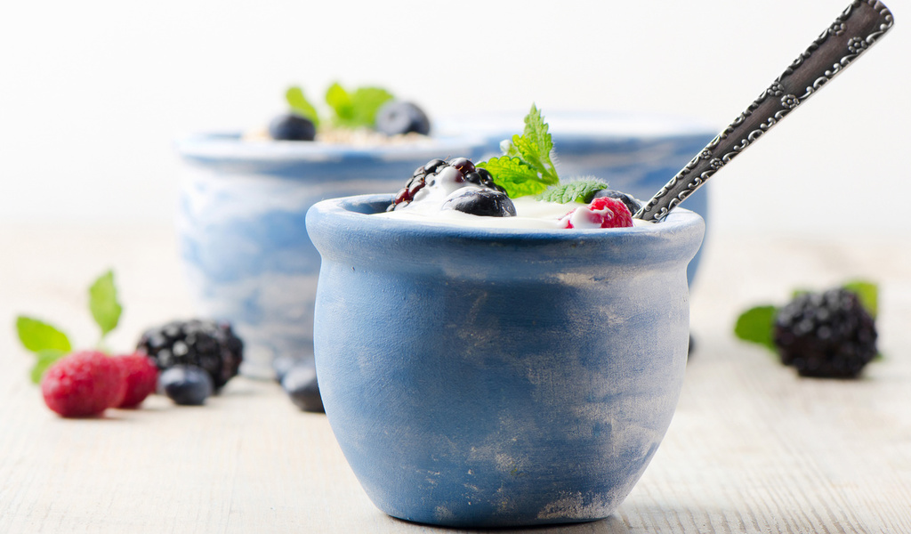 yogurt, Cream, dessert, milk, , fruits, raspberries, blackberries, cups, blueberries