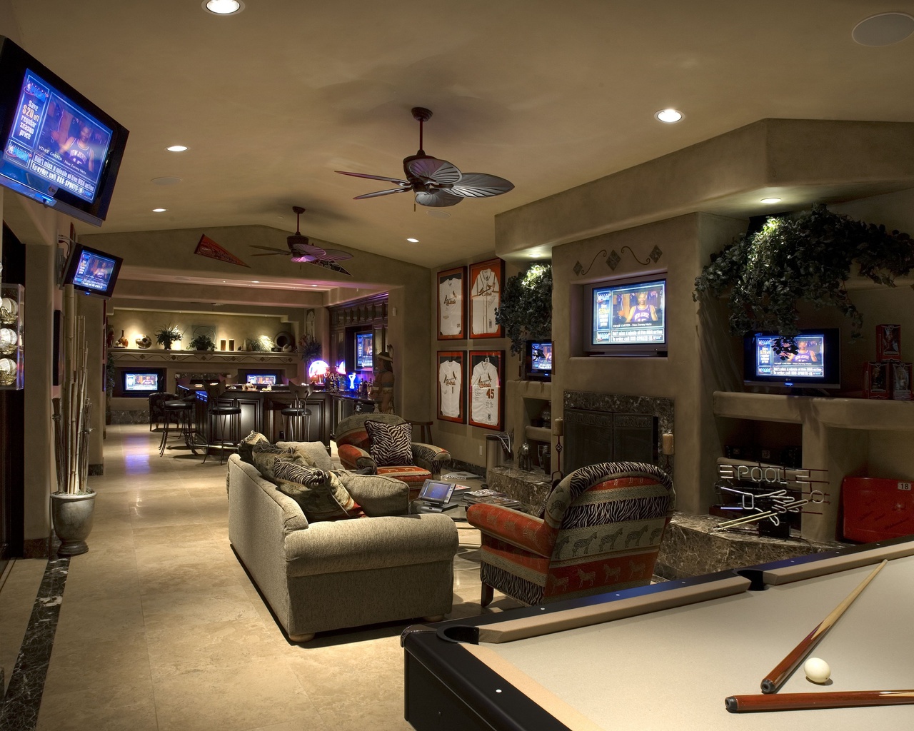 Interior, pool table, room bar, , , , game, billiard