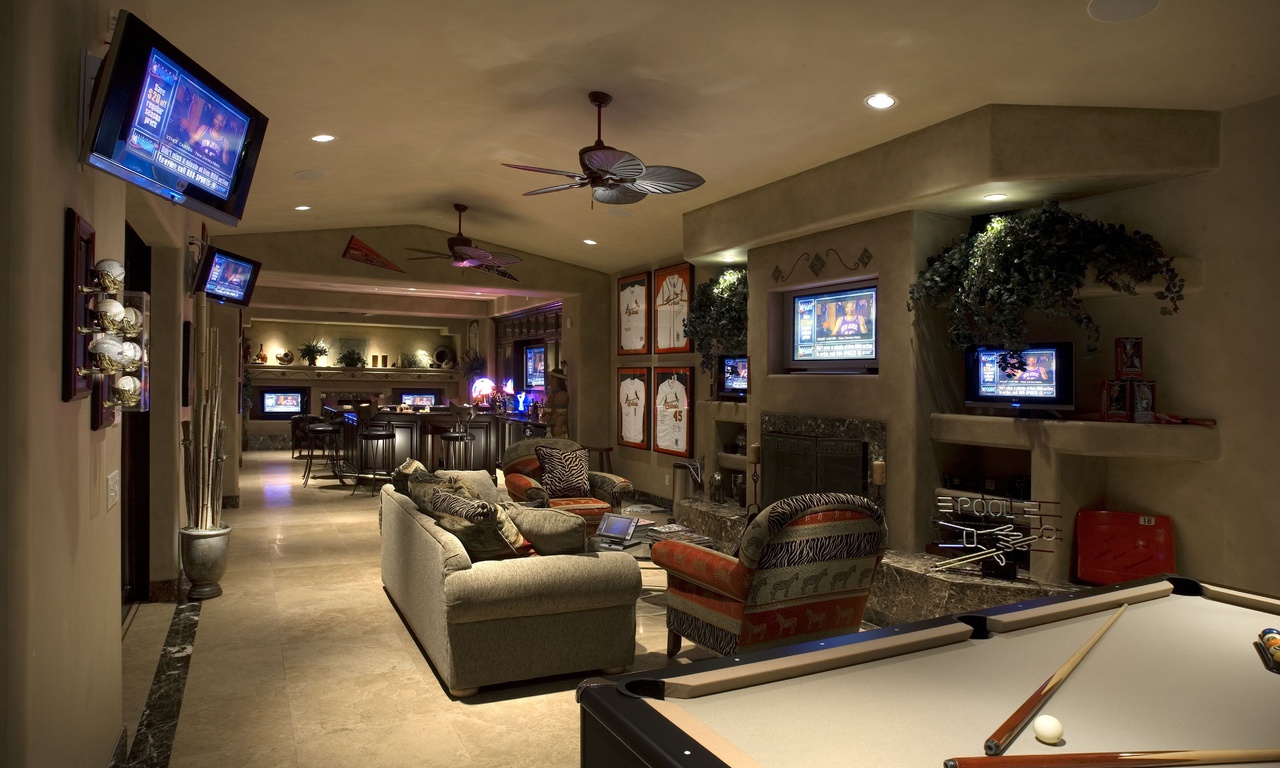 Interior, pool table, room bar, , , , game, billiard