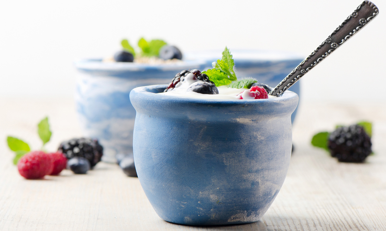 yogurt, Cream, dessert, milk, , fruits, raspberries, blackberries, cups, blueberries