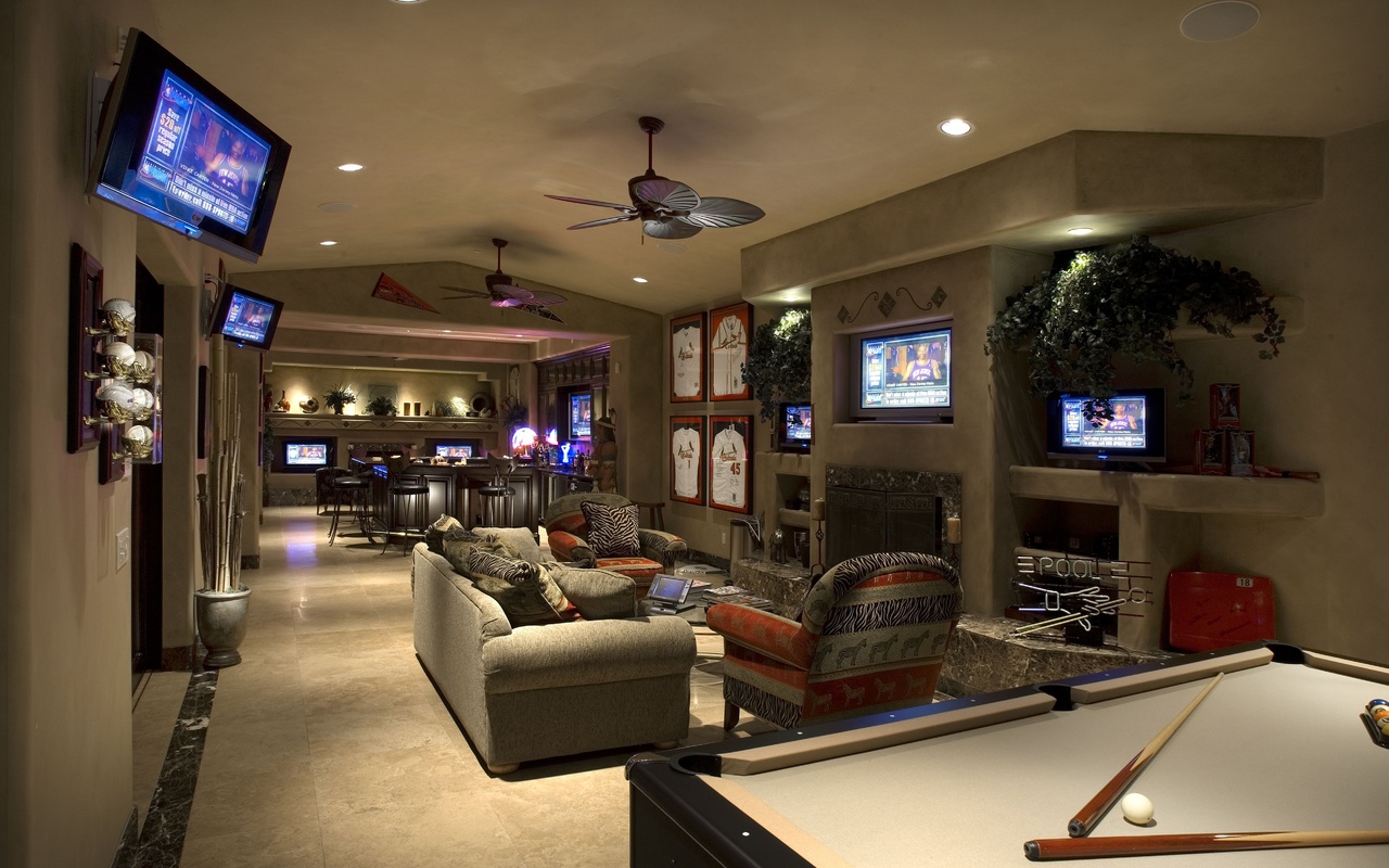 Interior, pool table, room bar, , , , game, billiard