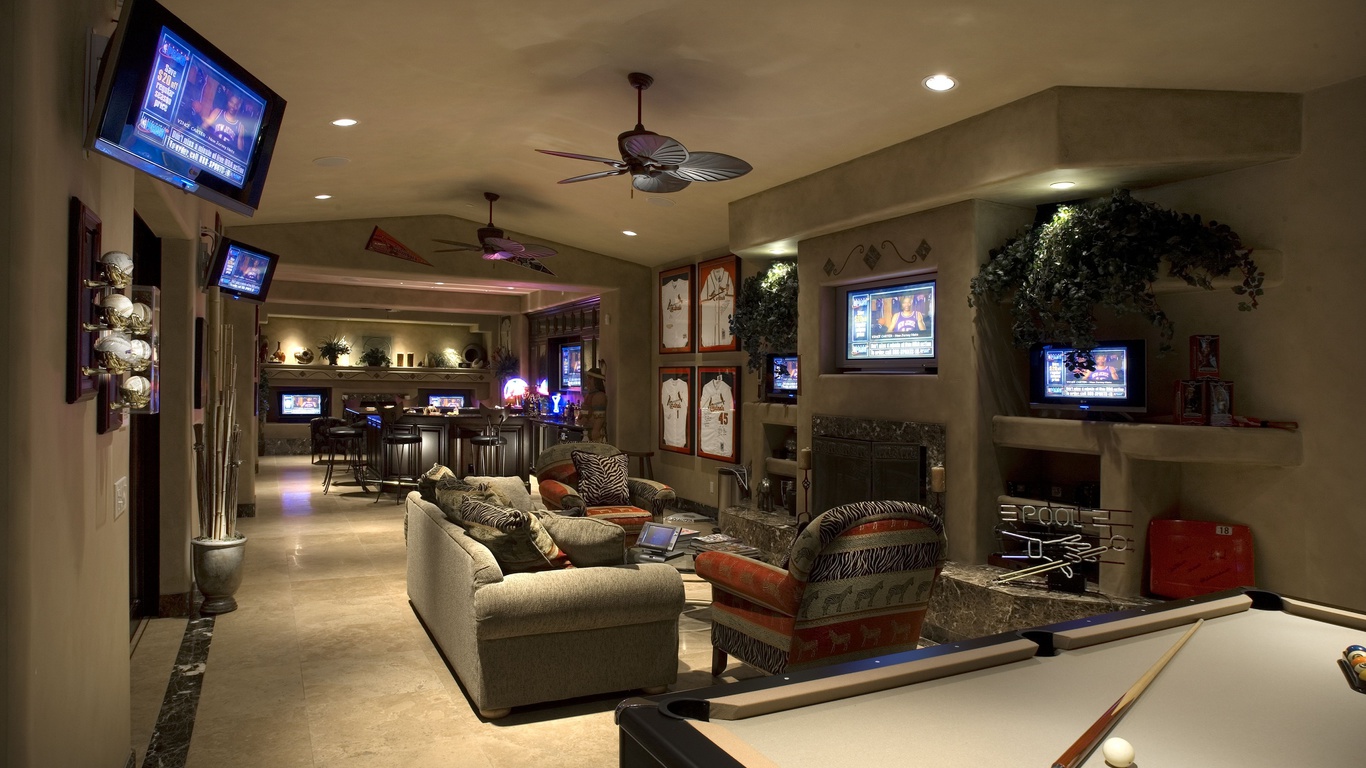 Interior, pool table, room bar, , , , game, billiard