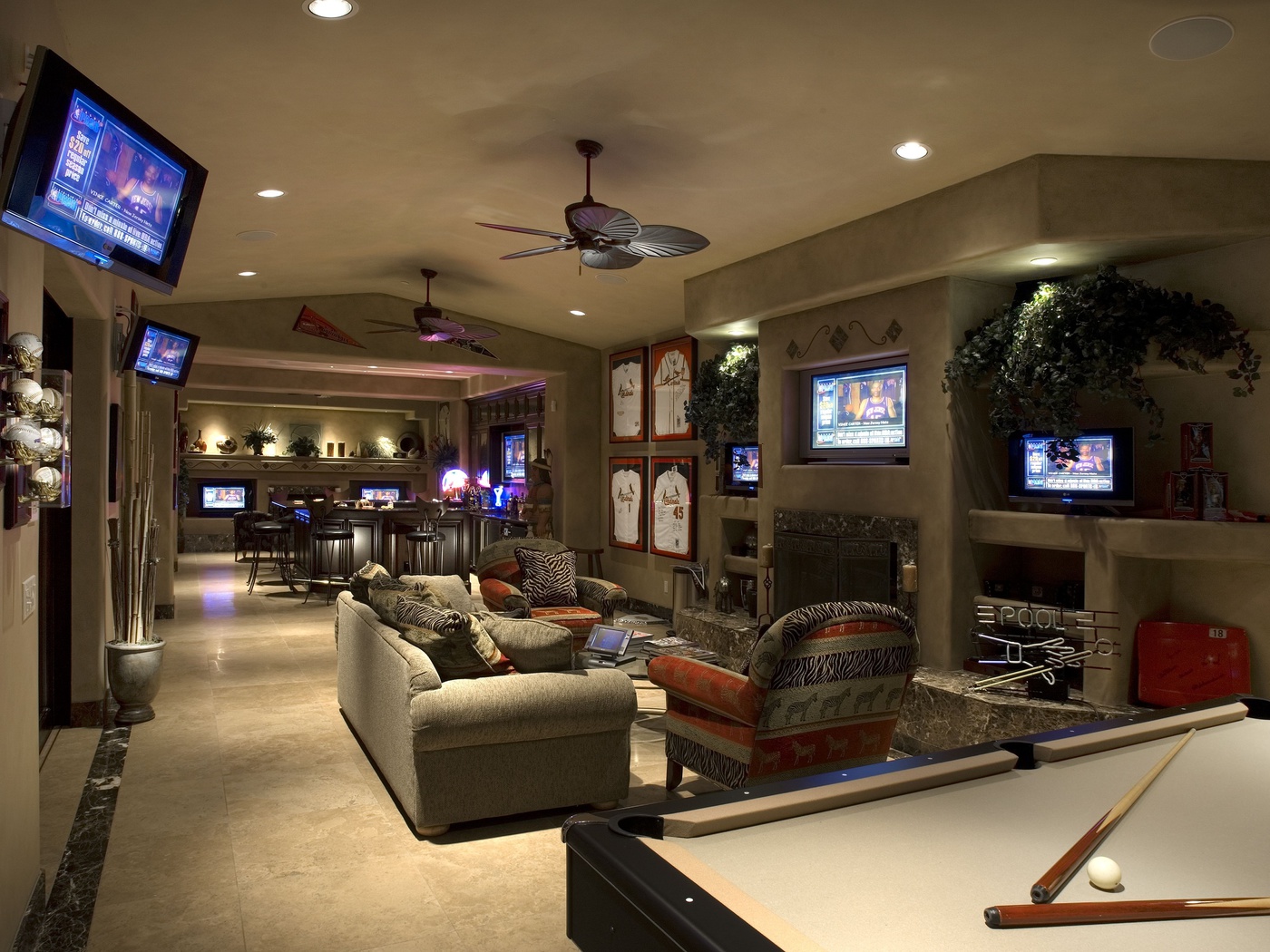 Interior, pool table, room bar, , , , game, billiard