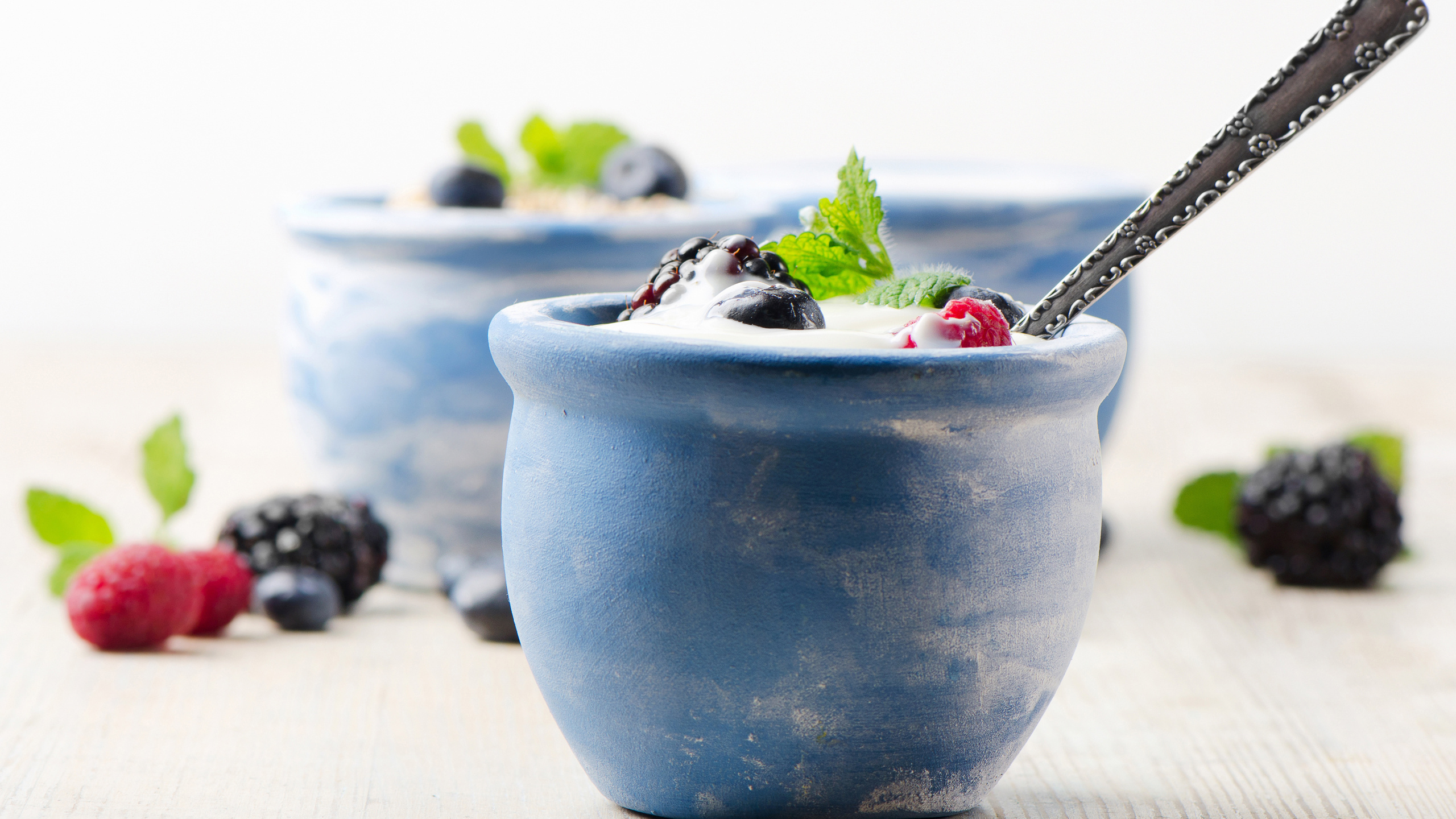 yogurt, Cream, dessert, milk, , fruits, raspberries, blackberries, cups, blueberries