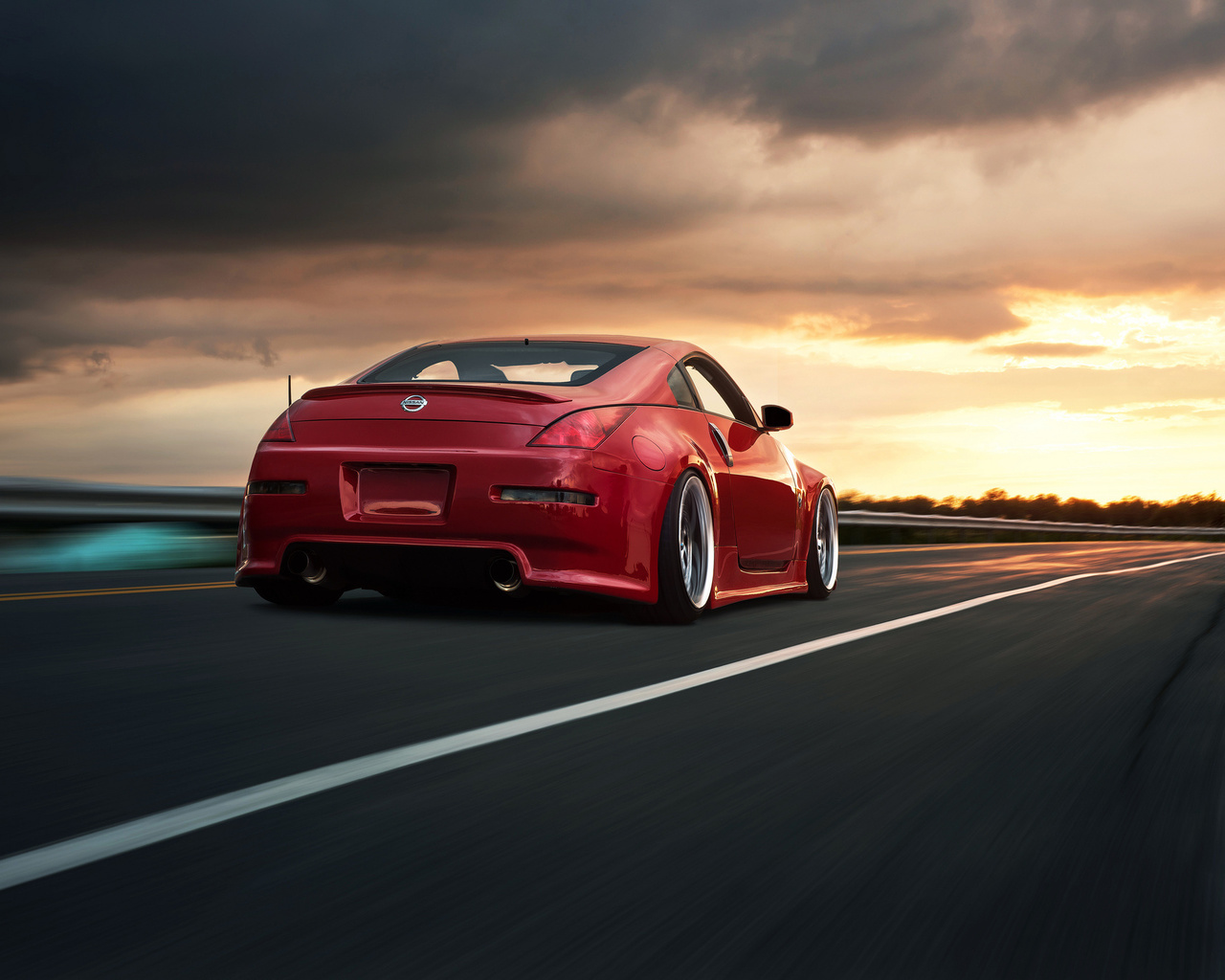 rear, red, Nissan, , road, 350z