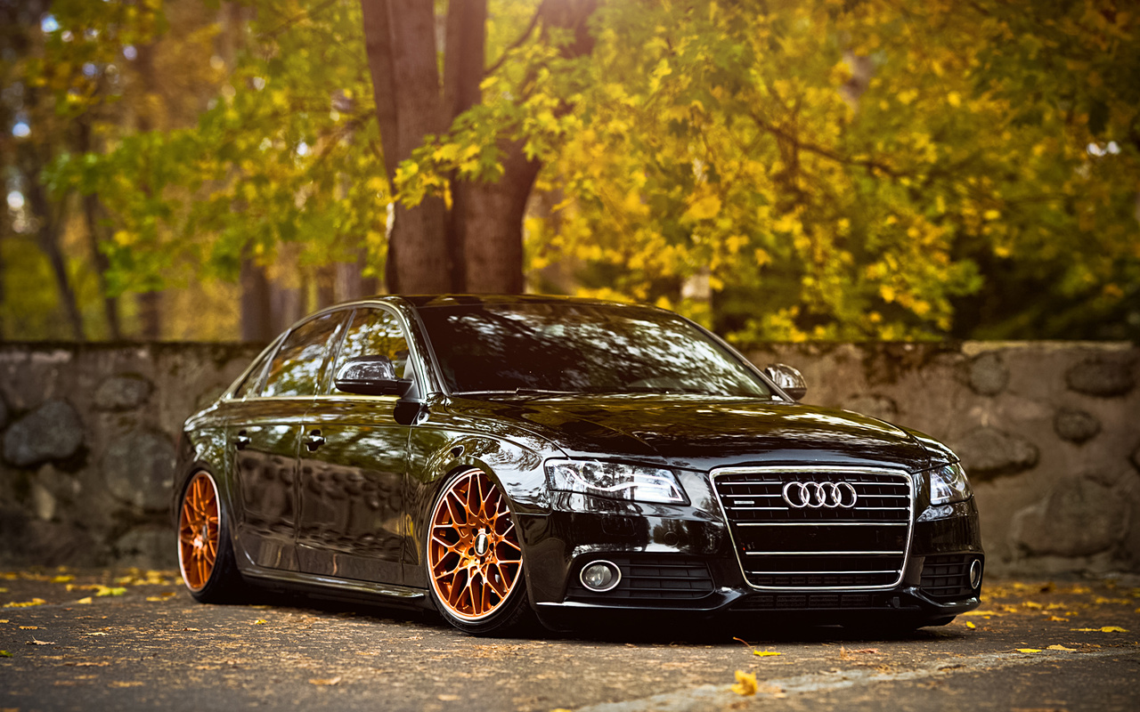 a4, Audi, b8, black, front