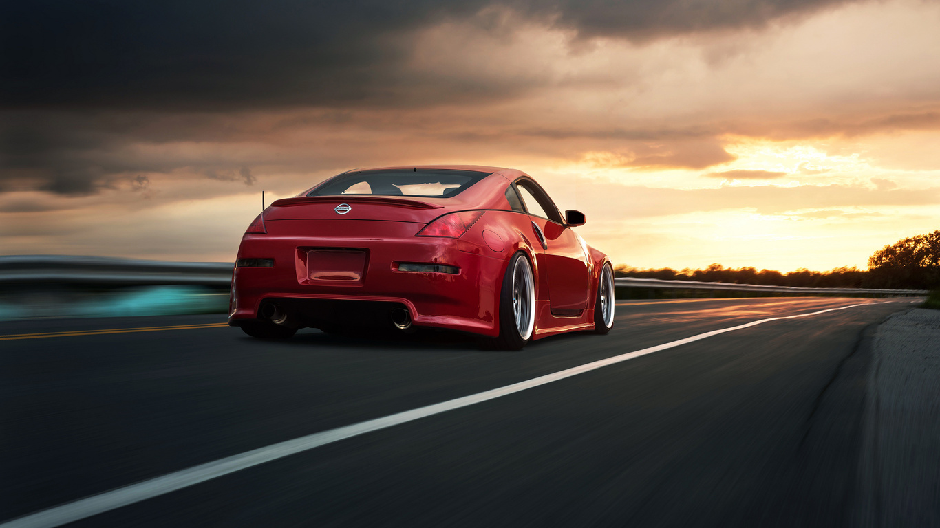 rear, red, Nissan, , road, 350z