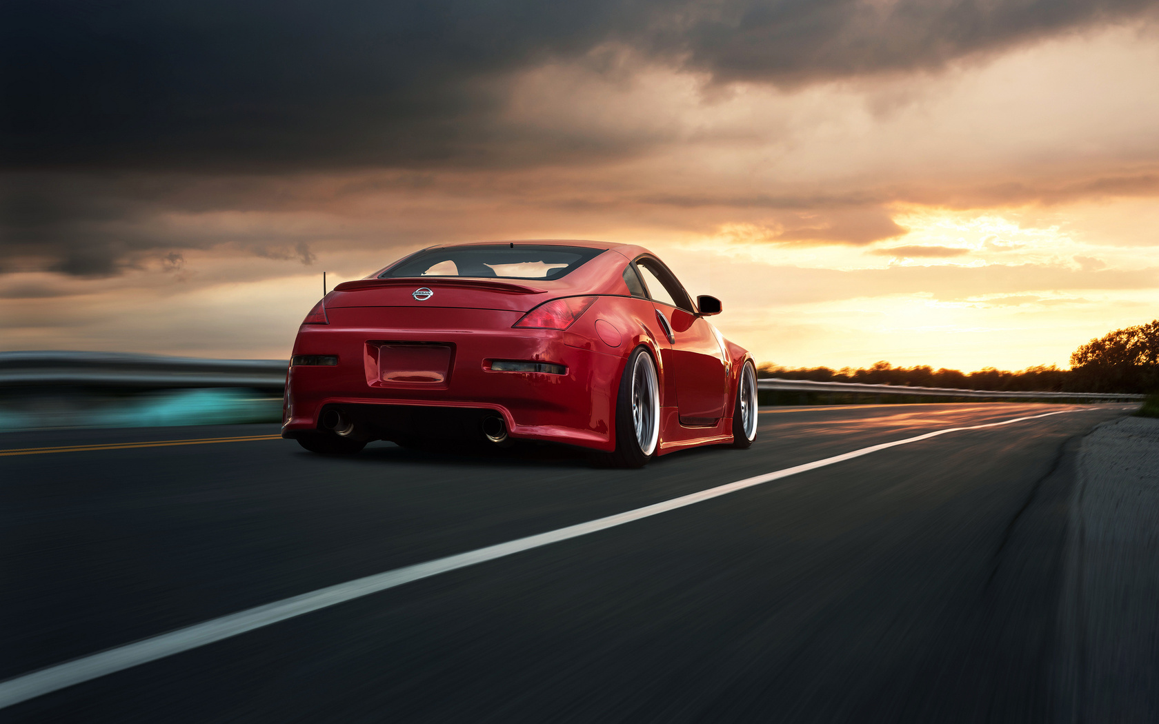 rear, red, Nissan, , road, 350z