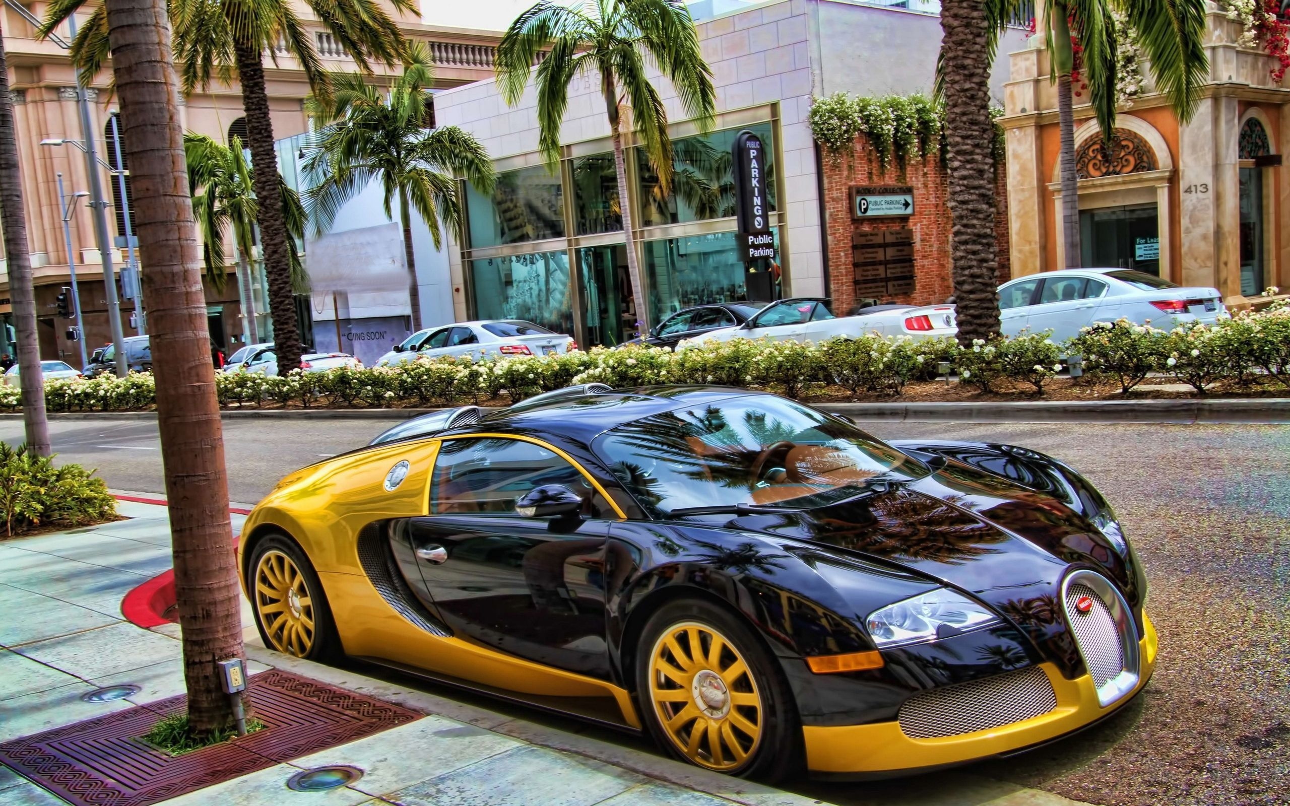 yellow, supercar, bugatti, eb, street, veyron, Black