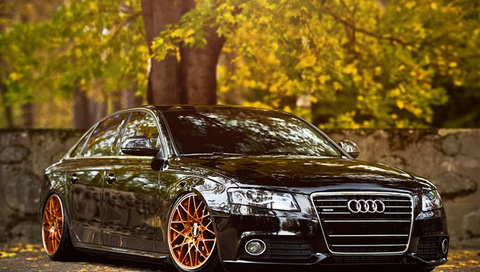 a4, Audi, b8, black, front