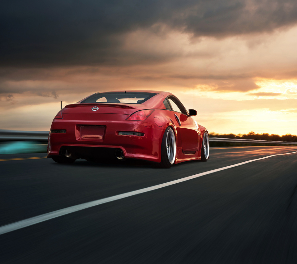 rear, red, Nissan, , road, 350z