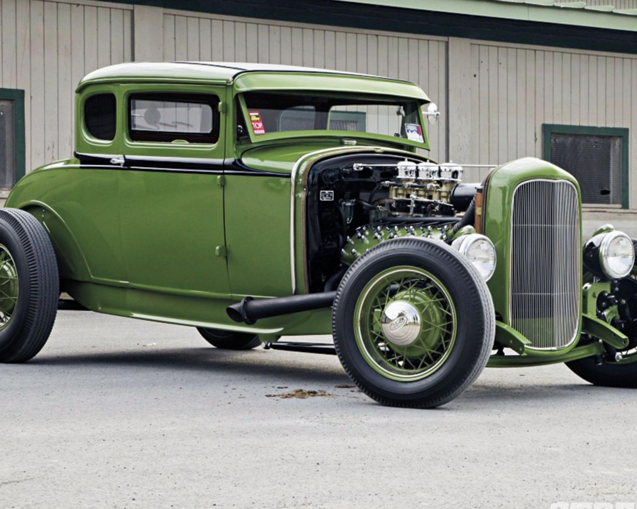 ford, hod rod, green, cars