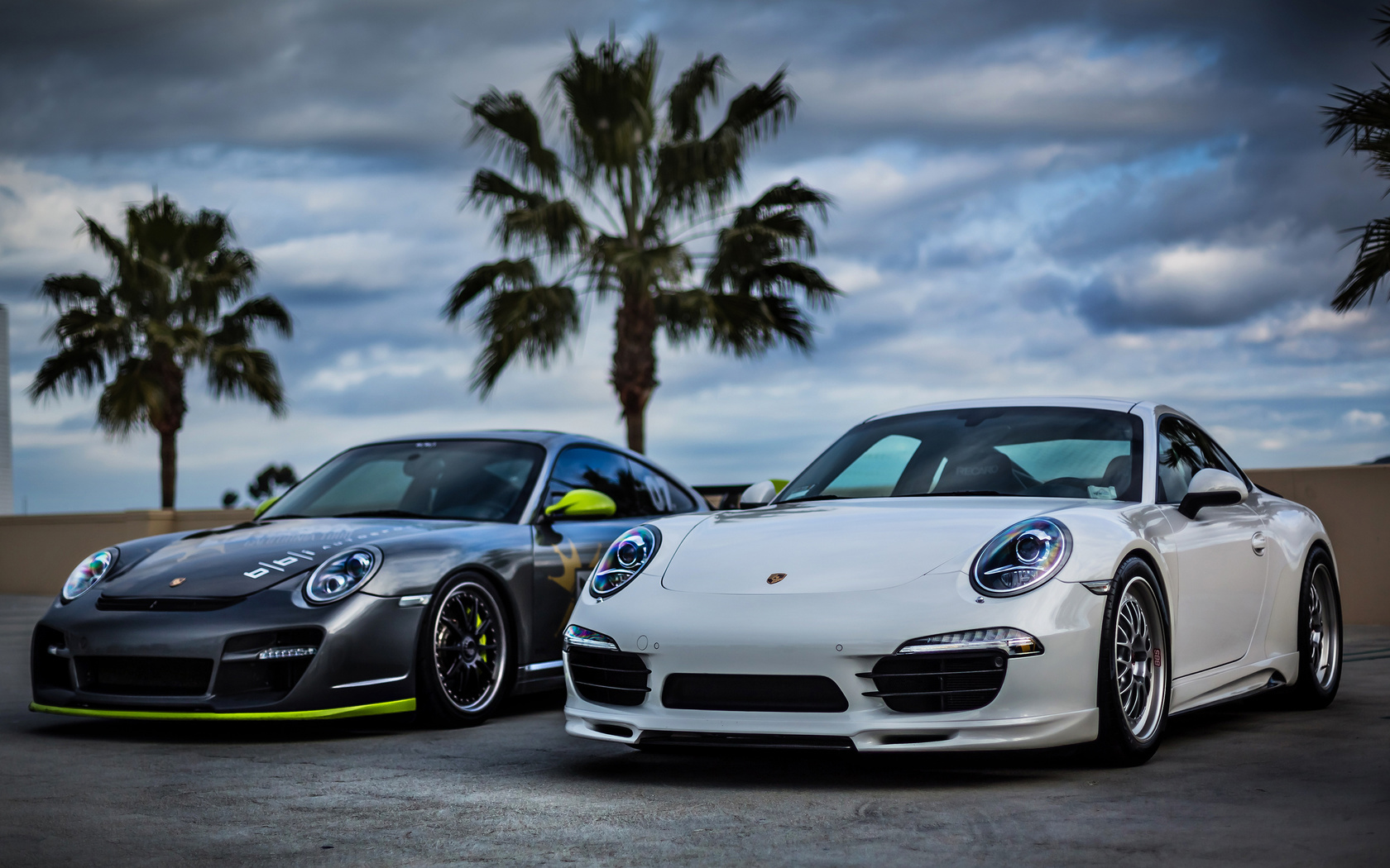 white, silver, sky, front, Porsche, palm, , , 911, , 