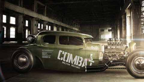 hot rod, , green, Combat, 