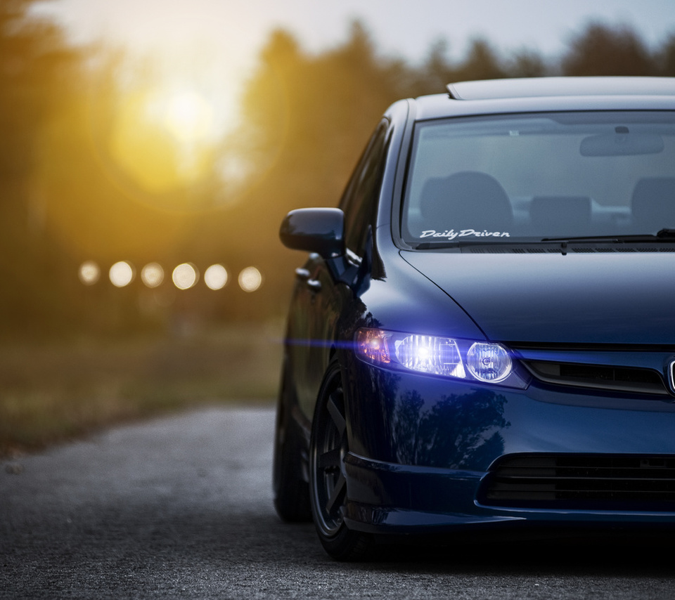 , front, blue, civic, , Honda, , sedan, , 