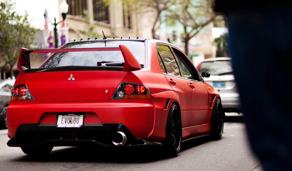 Mitsubishi, matte, red, tuning, evo