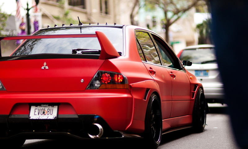 Mitsubishi, matte, red, tuning, evo